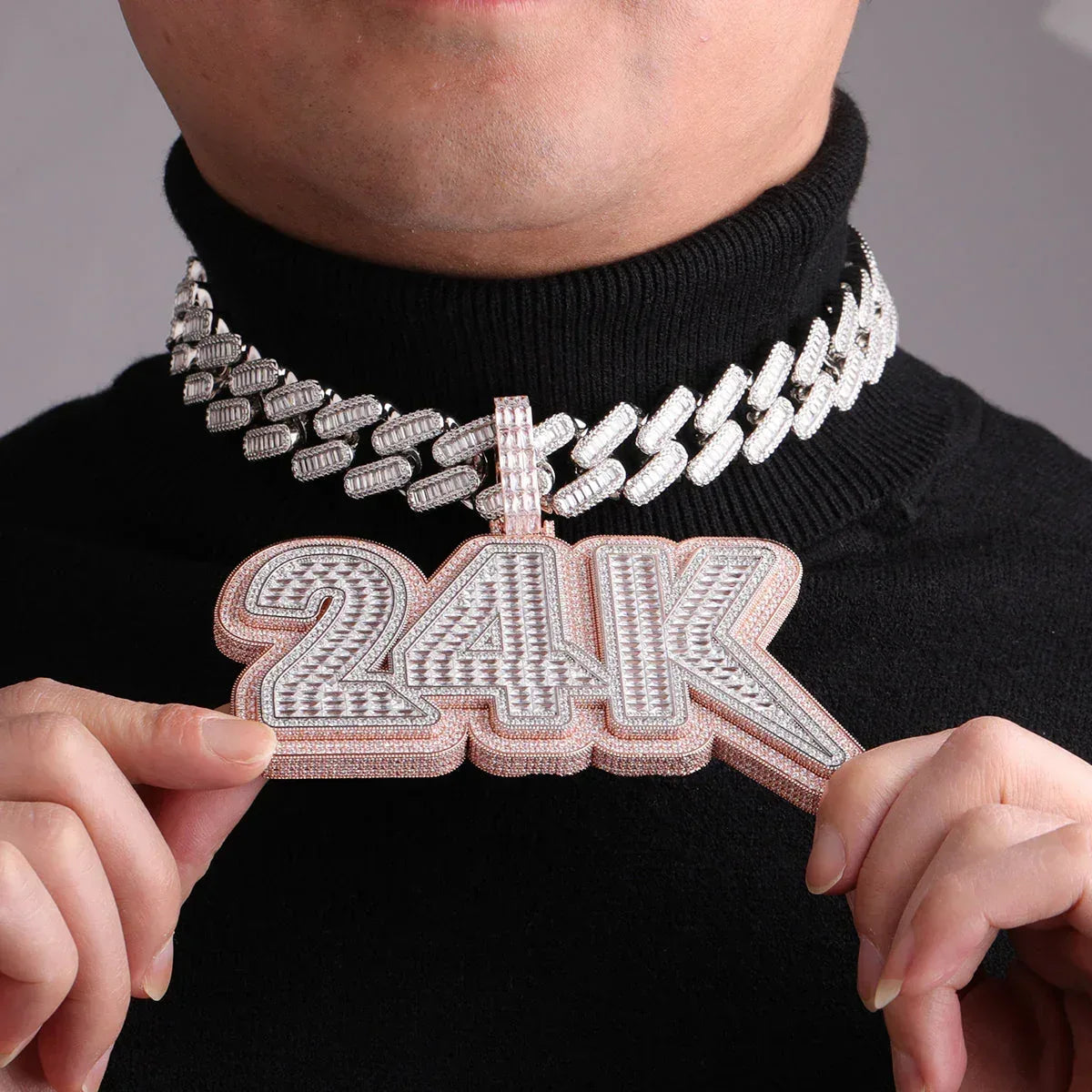 Lux Design Two Layers Iced Out Personalized Custom Name Necklace Pendant – Luxury Hip Hop Jewelry for Men & Women - CaratixJewelry
